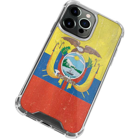 Ecuador Flag Distressed iPhone 14 Pro Clear Case